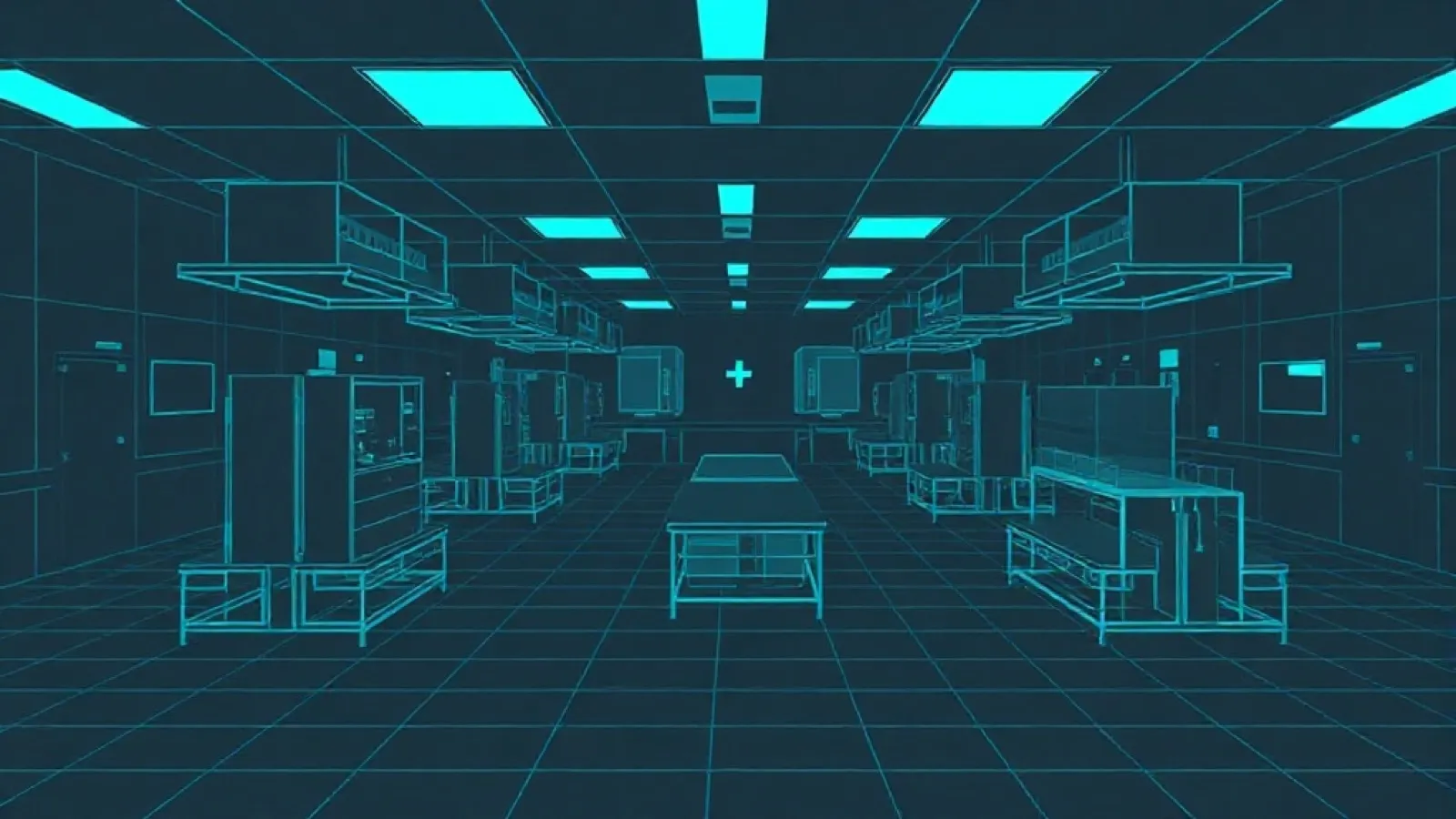 Laboratorio universitario de ciencias de la salud con mesas modulares y campanas